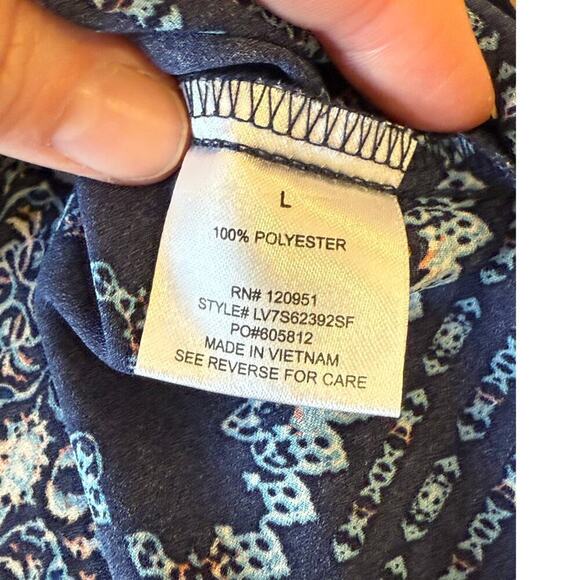 0+0 Blue Patterned Loose Fit Blouse Top Shirt size L - Picture 7 of 8